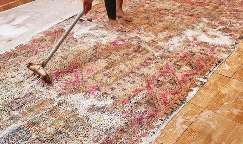 Washing a Moroccan Carpets with Water