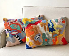 best seller punch needle groovy pillow cover, hand tufted pillow case
