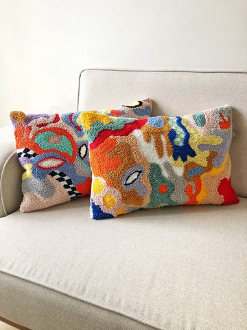 punch needle hand tufted pillow cover, pillow case, cushion,