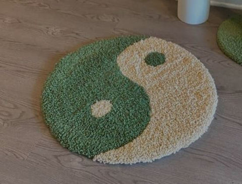 Punch needle rug for floor, ground rug, yin yang rug