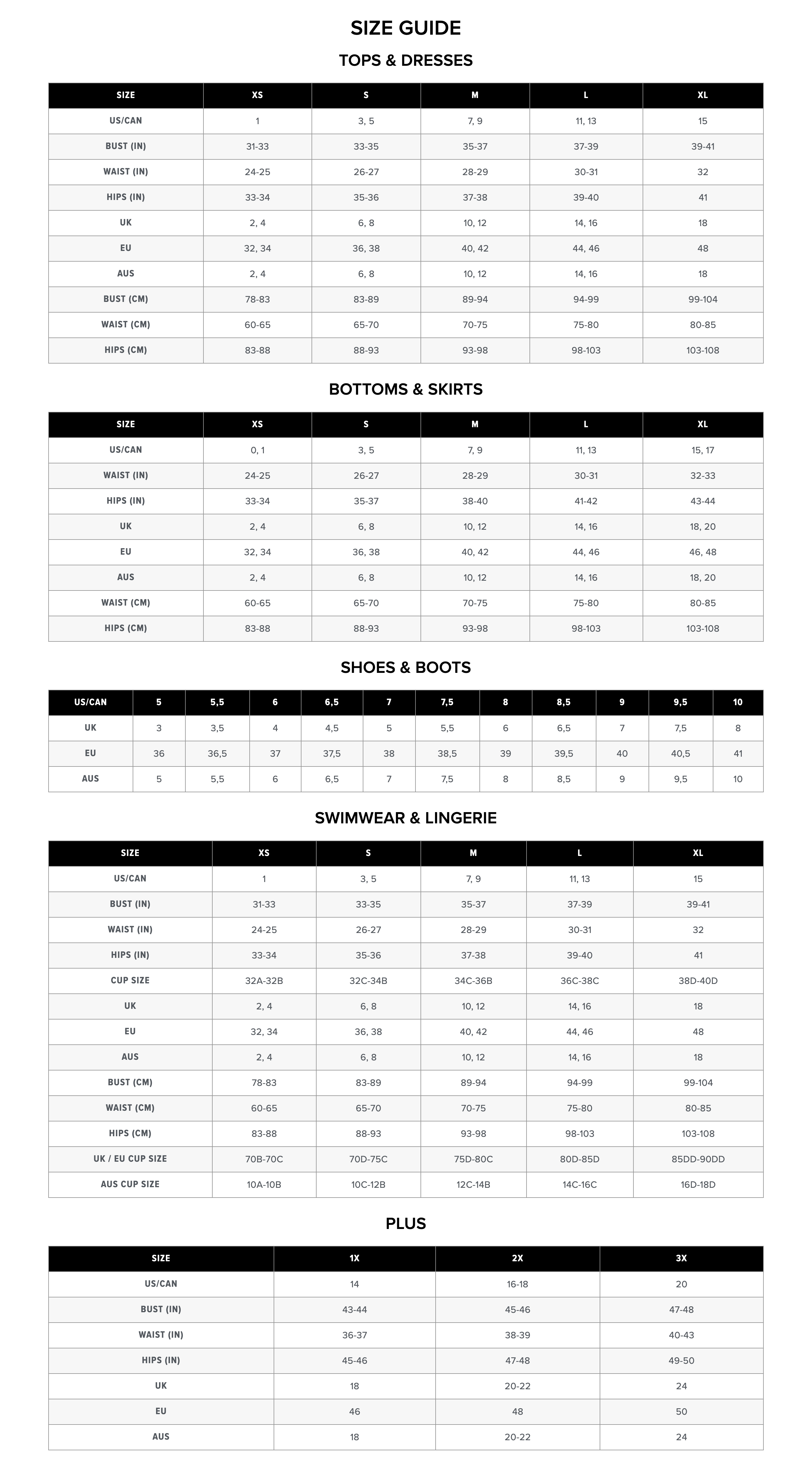 Size Chart – LavishWynxxs Cosmetics and More