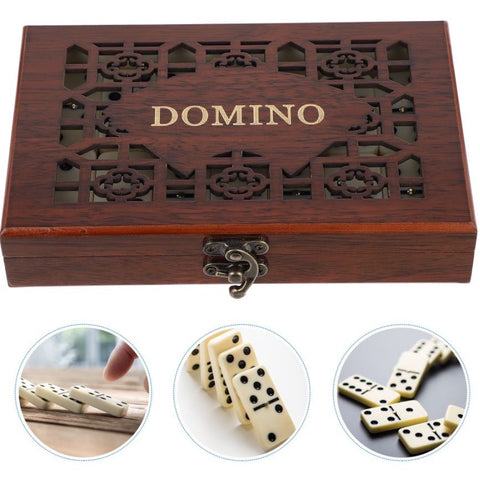 jogo de domino com caixa madeira