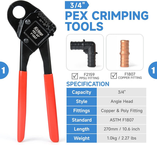 iCrimp Angle PEX Crimper for 1/2-inch & 3/4-inch PEX Copper Crimp