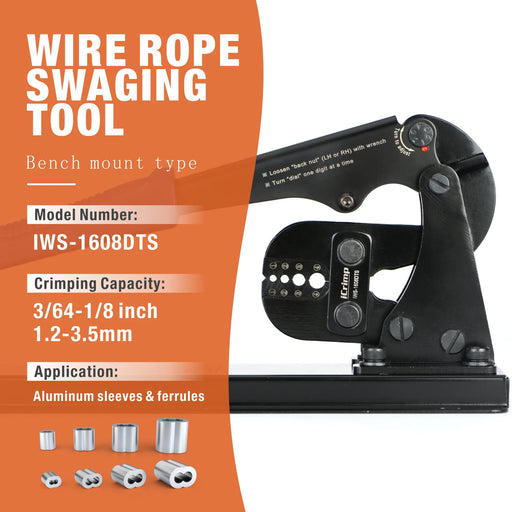 Yangoutool Wire Rope Crimping Kit: 1/8 Inch/3mm for Steel Cable Swaging,  Cutting, Includes 100 Aluminum Double Barrel Sleeves, 50 Loop Thimbles 