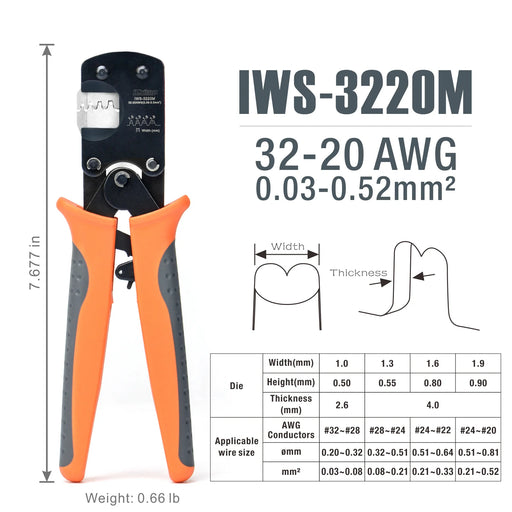 Non Insulated Terminal Crimper, AWG 22-6 Ratchet Wire Crimper Tool — IWISS  TOOLS