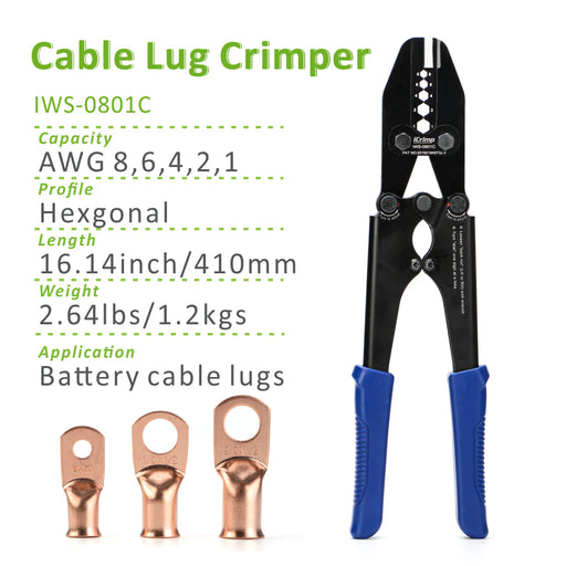 Hex Crimp Bench Mount Battery Cable Crimper for 8 to 1AWG Cable