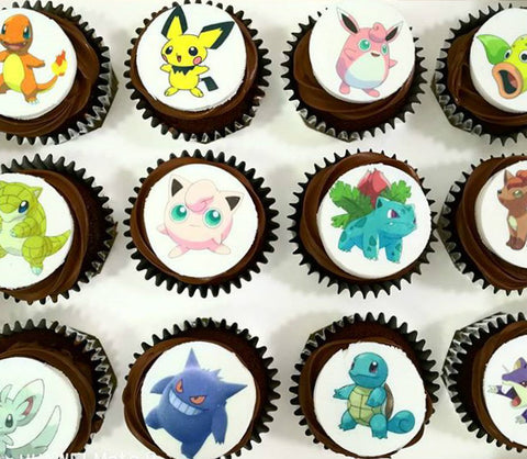 pokemon pocket monsters image print chocolate cupcakes