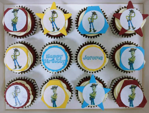 woody image print customized cupcakes