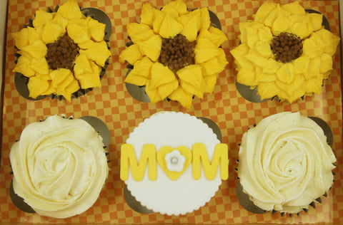 sunflowers cupcakes mango vanilla mother's day