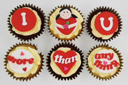 Valentine's Day Cupcakes (Box of 6) - I Love You More Than Anything - For Him