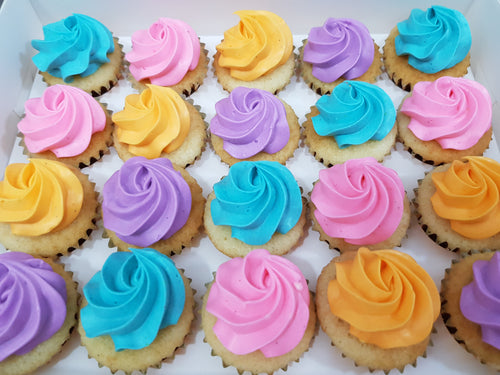 Assorted Colour Frosting Mini Cupcakes (Box of 20)