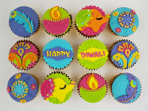 Deepavali Cupcakes - Colours of Diwali (Box of 12)