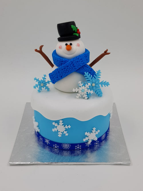 Christmas Festive Cake (4 Inch Round) - Snowman