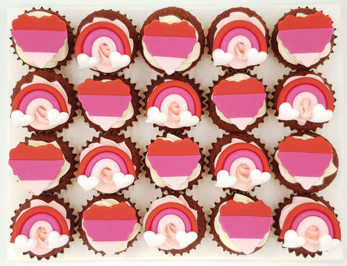 Valentine's Day Mini Cupcakes (Box of 20) - Rainbow Valentine