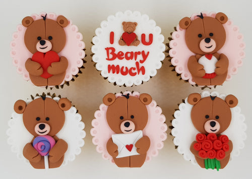 Valentine's Day Cupcakes (Box of 6) - Beary Love