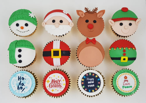 Christmas Cupcakes (Box of 12) - Santa And Friends