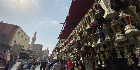 Shot of Outdoor Hanging Ramadan Lanterns