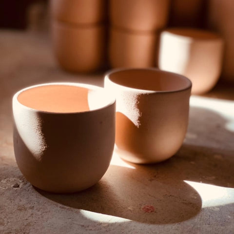 Setup of Handmade Ceramic Bisque Cups