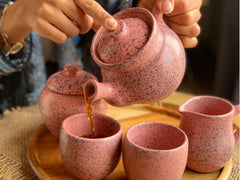 Setup of a Handmade Ceramic Tea Set