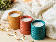 Setup of three Handmade Ceramic Scented Candles