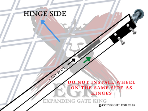 security gate wheel installation, Expanding Gate Wheel, accordion gate wheel