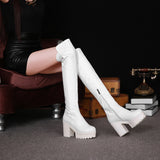 Super High Thick Heel Long Tube Comfortable Over-The-Knee Boots High Waterproof Platform Large Size Plush Lining Women's Boots