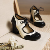 Sweet Fashion Trend Round Toe Simple Pumps Lace-Up Ultra-High Thick Heel Elegant Casual All-Match Spring Summer Women's Shoes