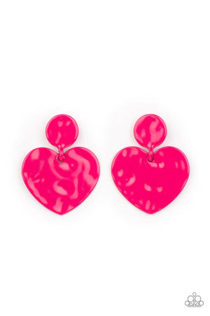 Just a Little Crush - Pink ♥Paparazzi ♥  Post Earrings (#PZ-5418) - CountryCraftBarn