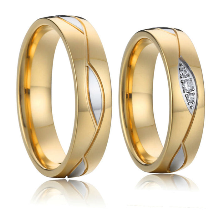 Lover's Alliance Engagement Couple wedding rings set