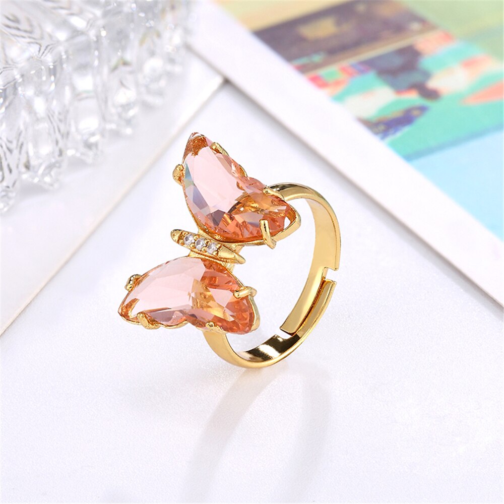 Butterfly Shining Crystal Zircon Ring for Women