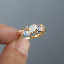 Load image into Gallery viewer, Vintage Female White Crystal Moonstone Jewelry Cute Gold Color Wedding Rings For Women