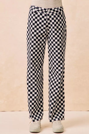 BiBi Gameday Theme Checkered Printed Pants - Ruby Idol Apparel