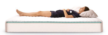 woman in pajamas is sleeping on lazycat foam mattress