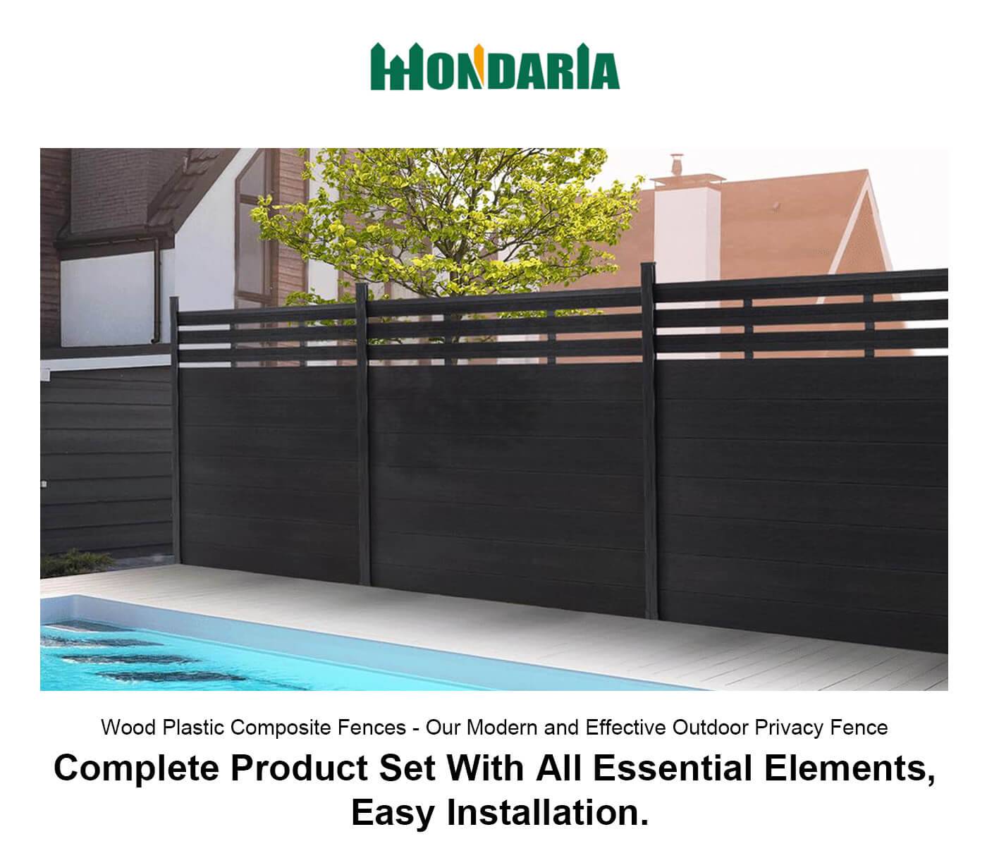 DIY horizontal privacy fence panel made of composite WPC, 6 ft. H x 6 ft. W x 0.8 in, model GJ13235