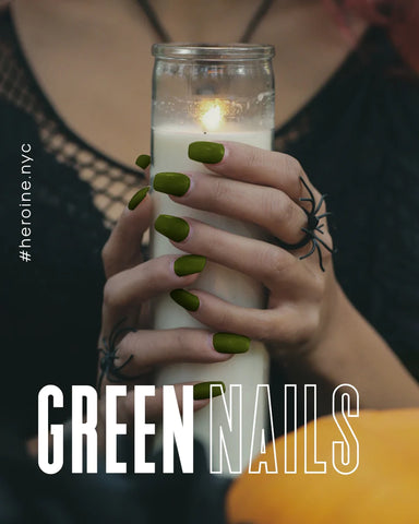 Halloween nail design green polish