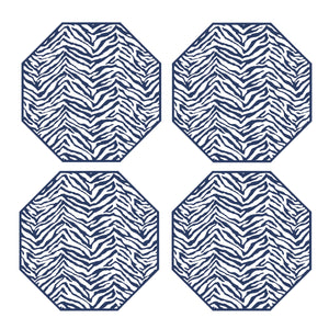 Zebra Navy Coaster, Set of 4 - Farm Basket LLC