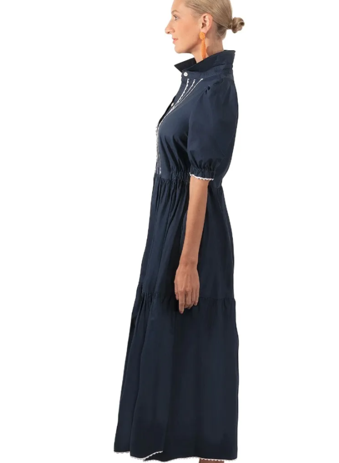 Paloma, Striped Maxi Blue Seersucker Dress