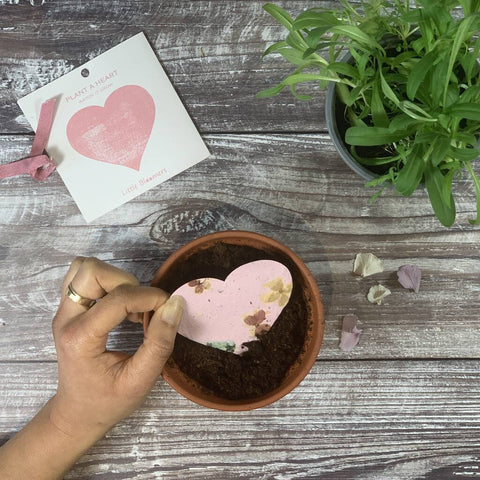 Plantable Seed Card with a Pink Heart Design