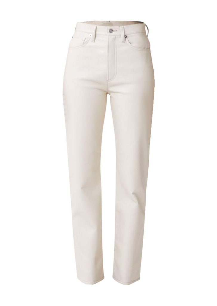 Women 5 Pocket boot Cut White Leather Pants