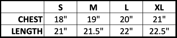 Womens Greetings Tee Sizing Chart