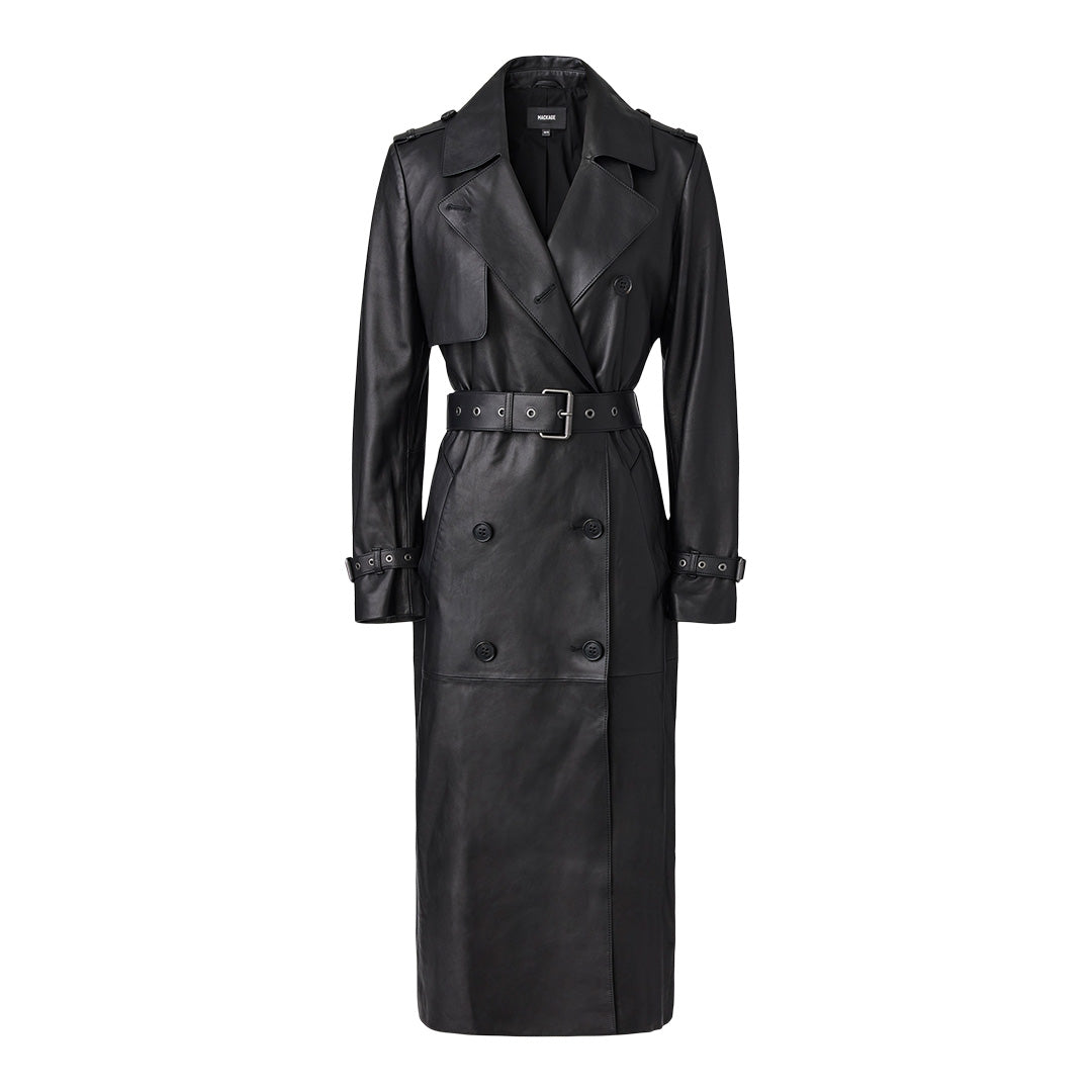 Mackage Gael-z Leather Trench Coat With Belt Size: