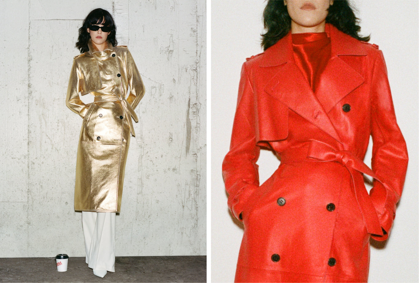 Model (Left) wears Geal in Gold, Model (Right) wears Gael in Red