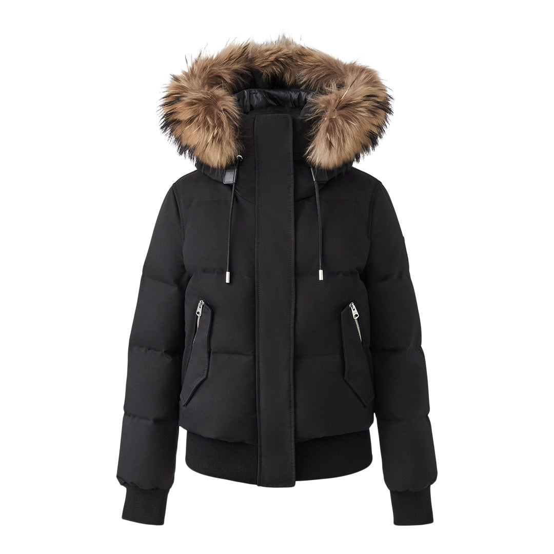 Mackage Nefi-f Down Jacket With Removable Fur Trimmed Hood Black, Size: