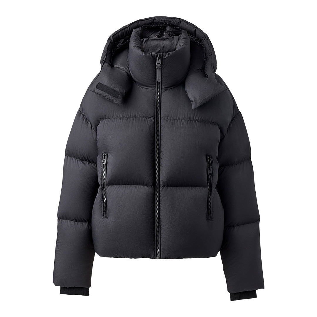 Mackage Tessy Medium Down Hooded Jacket With Softwash Crinkle Finish Black, Size: