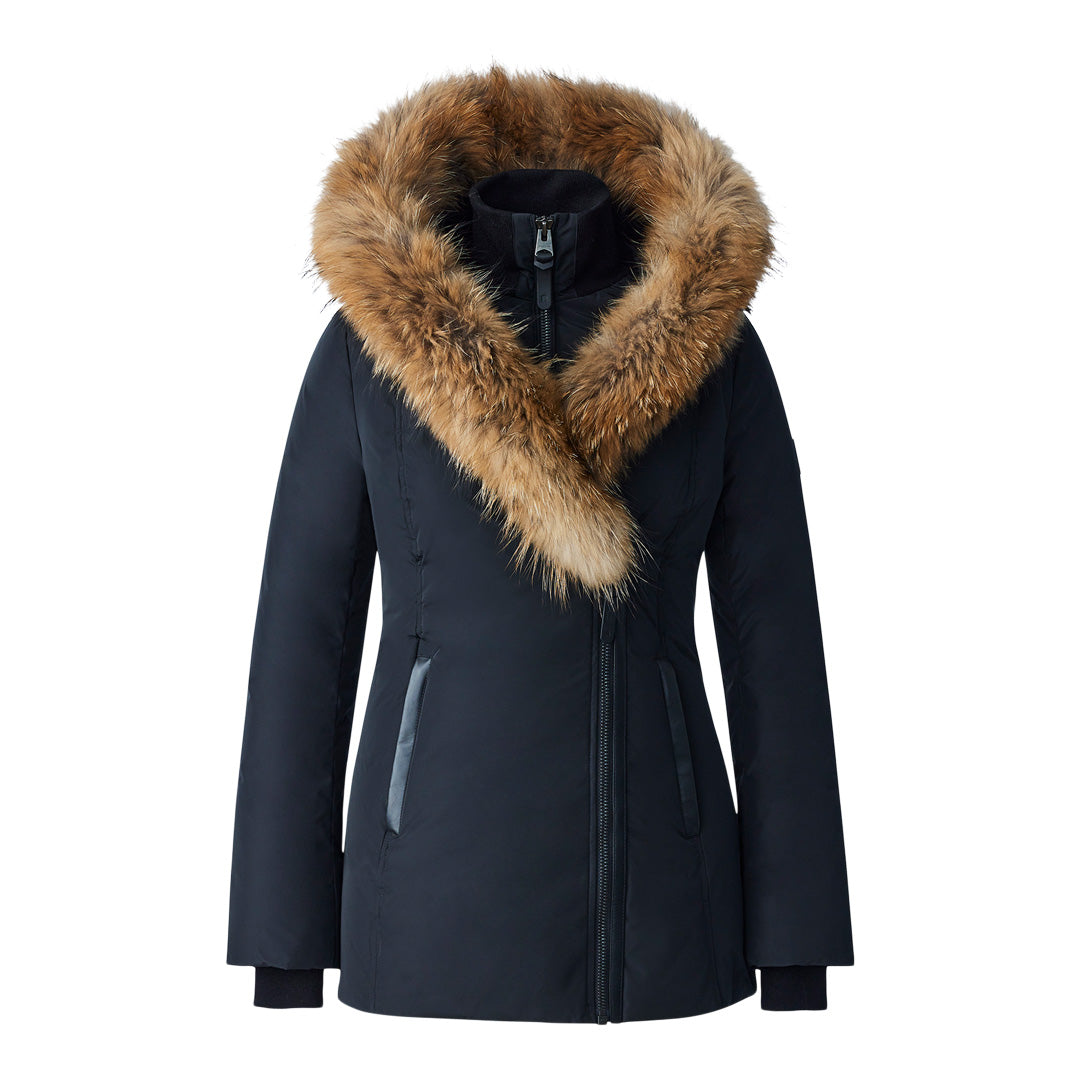 Mackage Adali Down Coat With Natural Fur Signature Collar Black, Size: