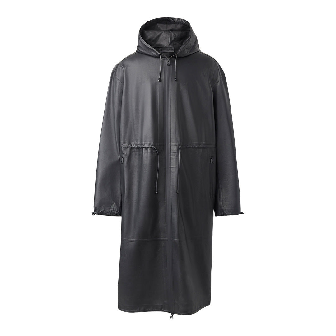 Mackage Alban Monochromatic Leather Coat With Hood Size: