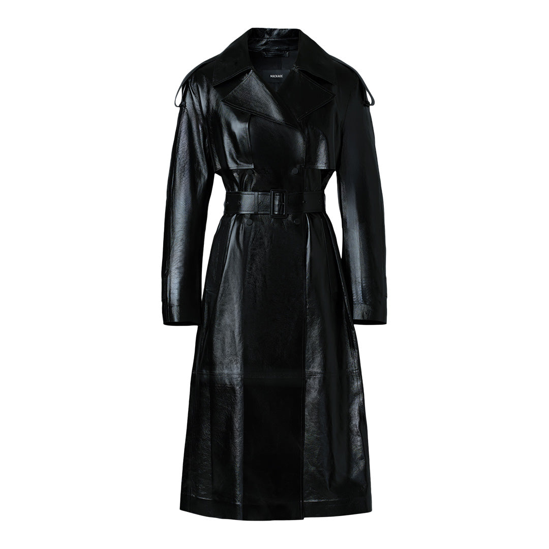 Mackage Carmela Leather Trench With Belt Size:
