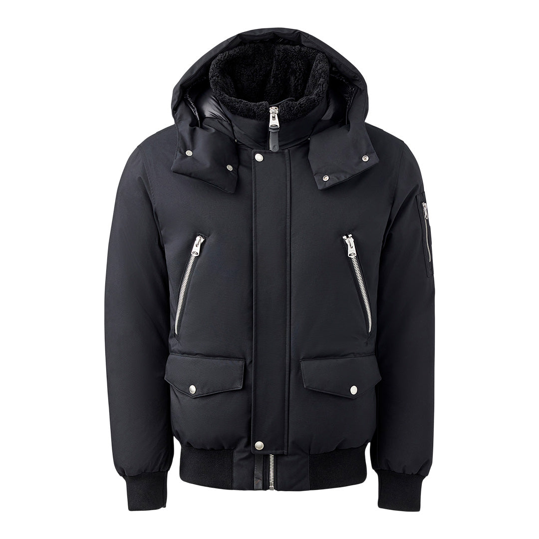 Mackage Dalton Bomber Jacket With Shearling Trim Black, Size: