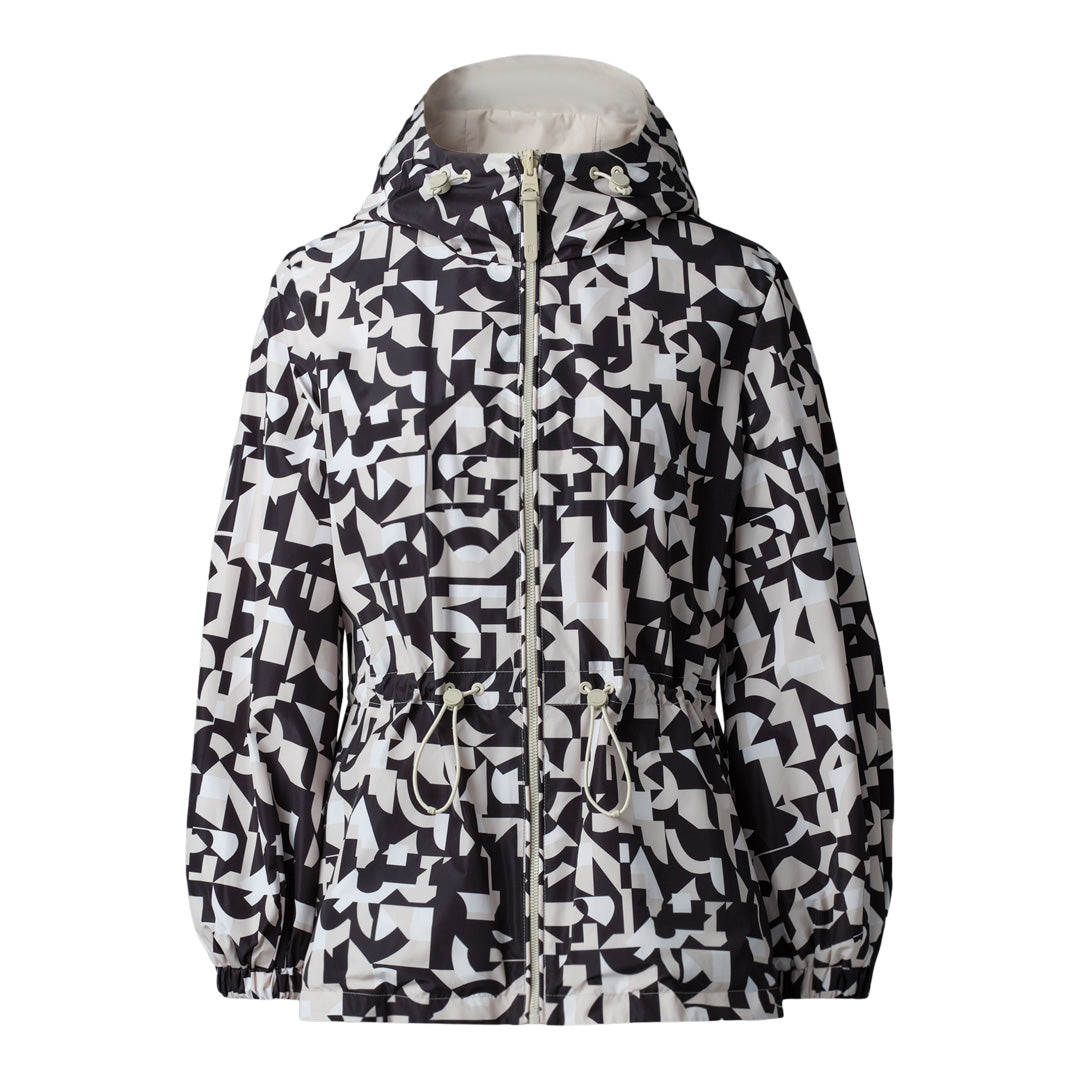 Mackage Delia Reversible Abstract Geometric Jacket With Hood Black, Size: