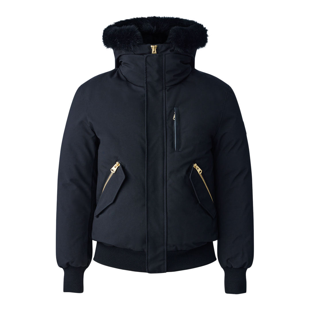 Mackage Dixon 2-in-1 Nordic Tech Down Bomber With Blue Fox Fur Black-gold, Size: